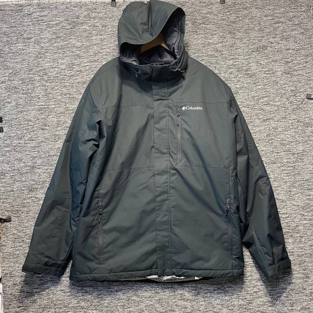 Columbia Omni Tech Winter Parka Men XLT Black Waterproof Insulated Hooded Coat